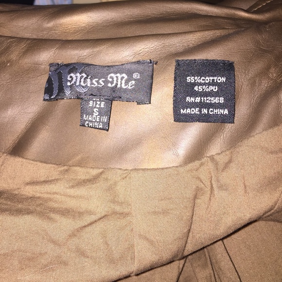Miss Me Faux Leather Moto Zip Jacket SZ S Brown - Picture 7 of 8